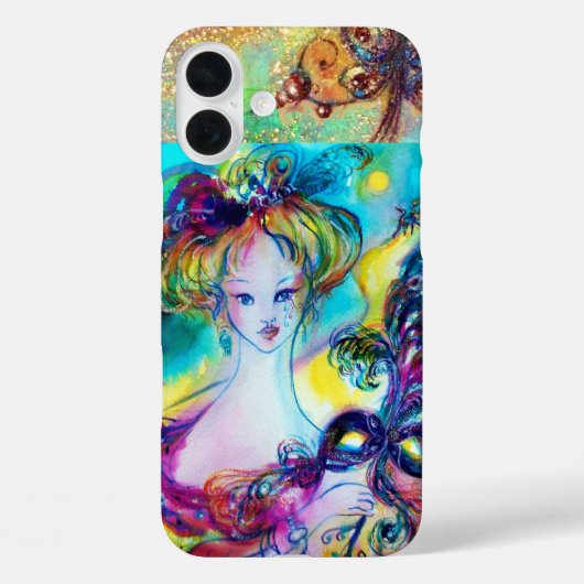 LADY MET FEATHERED MASK Venetian Masquerade Night Case-Mate iPhone Case (Achterkant)