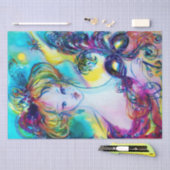 LADY MET FEATHERED MASK/Venetian Masquerade Tissuepapier (Craft)