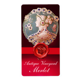 LADY MET FLOWERS RED GRAPES WAX SEAL Weddenwijn Etiket