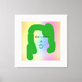 LADY MET GREEN HAIR Stretted Canvas Print