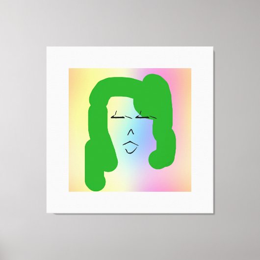 LADY MET GREEN HAIR Stretted Canvas Print (Voorkant)