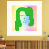 LADY MET GREEN HAIR Stretted Canvas Print (Insitu (Woonkamer))