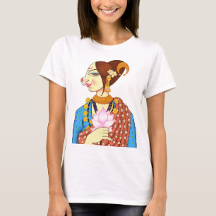 LADY MET LOTUS - ETHNIC INDIAN ONTWERP T-SHIRT