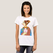 LADY MET LOTUS - ETHNIC INDIAN ONTWERP T-SHIRT (Voorkant volledig)