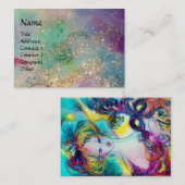 LADY MET MASK IN DE NACHT, Gold Blue Sparkles Visitekaartje (Voorkant / Achterkant)