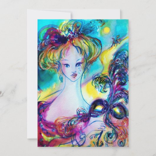 LADY MET MASK/Venetiaanse Masquerade Ball, goud Aankondiging (Voorkant)