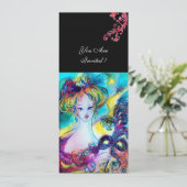 LADY MET MASK/Venetiaanse Masquerade Ball, zwart Kaart (Staand voorkant)