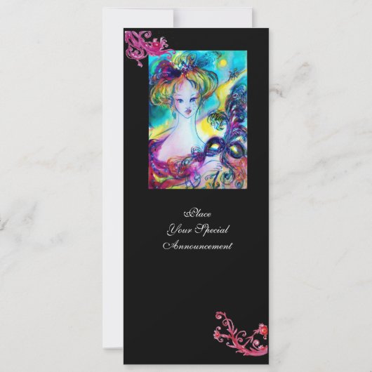 LADY MET MASK/Venetiaanse Masquerade Ball, zwart Kaart (Achterkant)