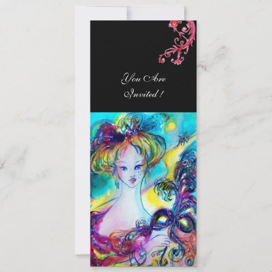 LADY MET MASK/Venetiaanse Masquerade Ball, zwart Kaart (Voorkant)