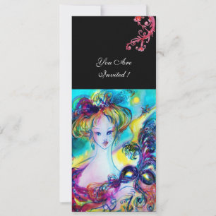 LADY MET MASK/Venetiaanse Masquerade Ball, zwart Kaart