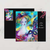 LADY MET MASK/Venetiaanse Masquerade Ball, zwart Kaart (Voorkant / Achterkant)