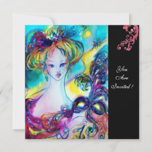 LADY MET MASK/Venetiaanse Masquerade Ball, zwart Kaart