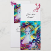 LADY MET MASK Venetian Masquerade Ball ice metal Kaart (Voorkant / Achterkant)