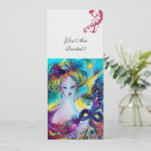 LADY MET MASK Venetian Masquerade Ball ice metal Kaart (Staand voorkant)