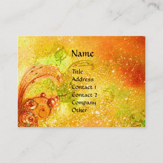 LADY MET MASKJE IN DE NACHT, Goudgele Sparkles Visitekaartje (Voorkant)