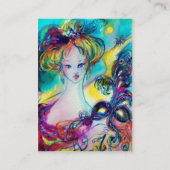 LADY MET MASKJE IN DE NACHT, Roze Goudsparken Visitekaartje (Achterkant)