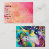 LADY MET MASKJE IN DE NACHT, Roze Goudsparken Visitekaartje (Voorkant / Achterkant)