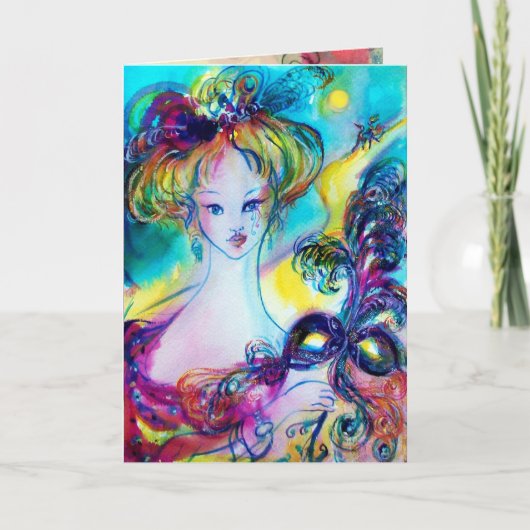 LADY MET MASQUERADE MASKMASKVANDAAG KAART (Voorkant)