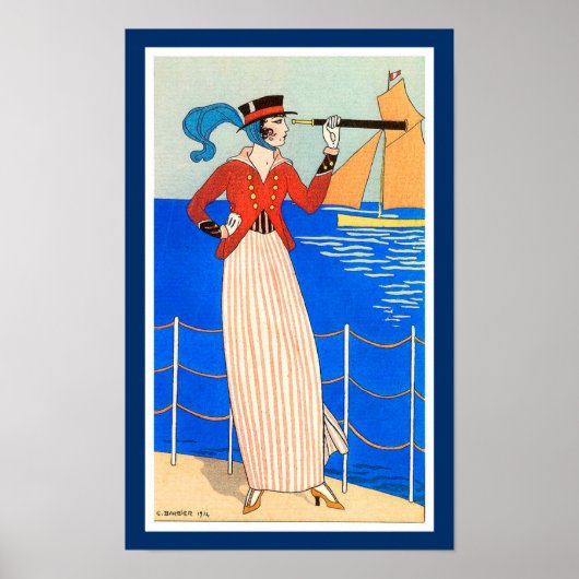 LADY MET MONOCLE ART DECO NAUTICAL BEAUTY MODE POSTER (Voorkant)