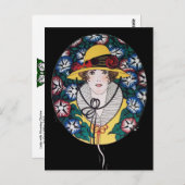 Lady met Morning Glories Briefkaart (Voorkant / Achterkant)