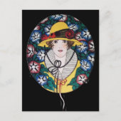 Lady met Morning Glories Briefkaart (Voorkant)