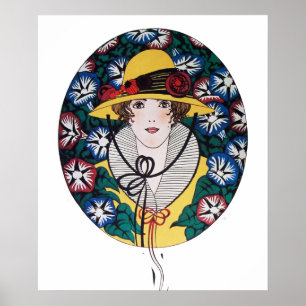 Lady met Morning Glories Poster