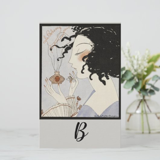 LADY MET PERFUME FLES DECO BEAUTY Monogram Briefpapier (Staand voorkant)