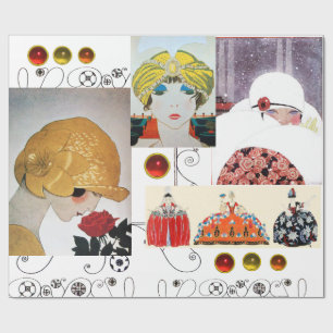 LADY MET ROSE, ART DECO BEAUTY MODE COSTUME CADEAUPAPIER