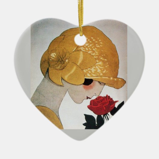 LADY MET ROSE HEART KERAMISCH ORNAMENT (Voorkant)