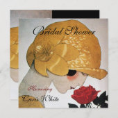 LADY MET ROSE MONOGRAM VRIJGEZELLENFEEST PARTIJ KAART (Voorkant / Achterkant)