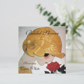 LADY MET ROSE MONOGRAM VRIJGEZELLENFEEST PARTIJ KAART (Staand voorkant)