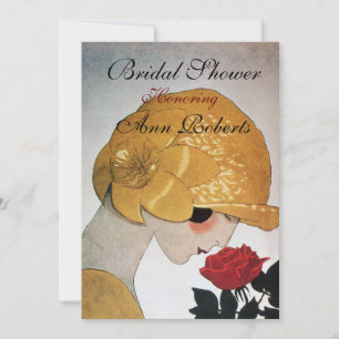 LADY MET ROSE MONOGRAM VRIJGEZELLENFEEST PARTIJ KAART