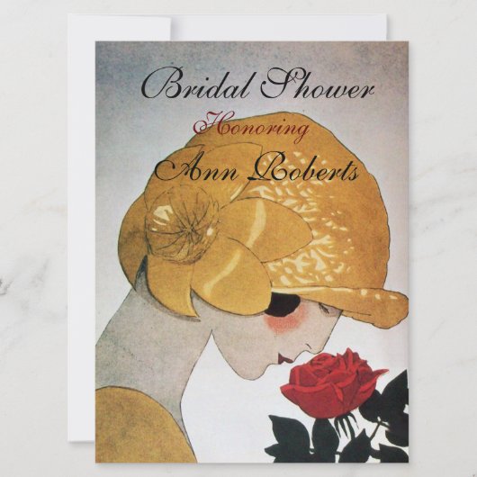 LADY MET ROSE MONOGRAM VRIJGEZELLENFEEST PARTIJ KAART (Voorkant)