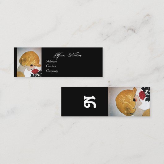 LADY MET ROSE ROSE BEAUTY MODE COSTUME DESIGNER MINI VISITEKAARTJE (Voorkant / Achterkant)