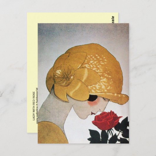 LADY MET ROSE ROSE BRIEFKAART (Voorkant / Achterkant)