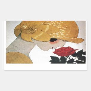 LADY MET ROSE ROSE RECHTHOEKIGE STICKER