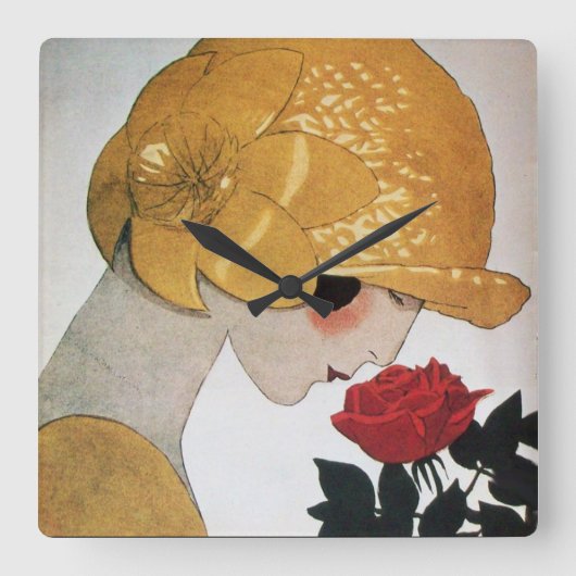 LADY MET ROSE ROSE VIERKANTE KLOK (Voorkant)