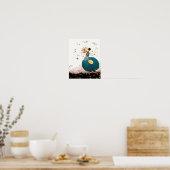 LADY MET STROOMBOUW EN BUTTERFLIES POSTER (Keuken)