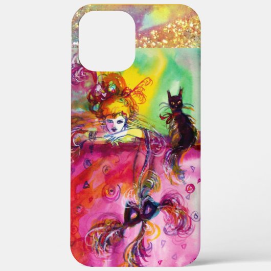 LADY MET ZWARTE CAT EN MASKMasquerade Night Case-Mate iPhone Case (Achterkant)