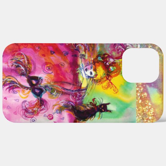 LADY MET ZWARTE CAT EN MASKMasquerade Night Case-Mate iPhone Case (Achterkant / Rechts)