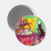 LADY MET ZWARTE CAT MAGNEET (Voorkant / Achterkant)