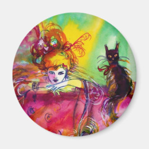 LADY MET ZWARTE CAT MAGNEET
