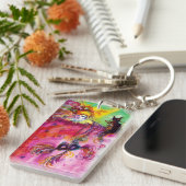 LADY MET ZWARTE KAT, MASKERADE MASKMONOGRAM SLEUTELHANGER (Voorkant Rechts)