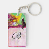 LADY MET ZWARTE KAT, MASKERADE MASKMONOGRAM SLEUTELHANGER (achterkant)