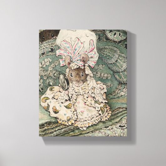 Lady Mouse in een muts (door Beatrix Potter) Canvas Afdruk (Voorkant)