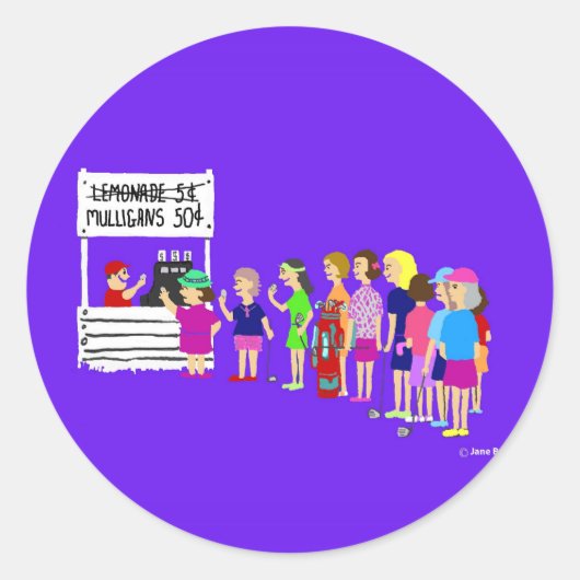Lady Mulligan Golf Cartoon Stickers (Voorkant)