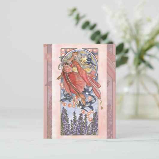 Lady of Juli Art Nouveau Birthstone Series Briefkaart (Staand voorkant)