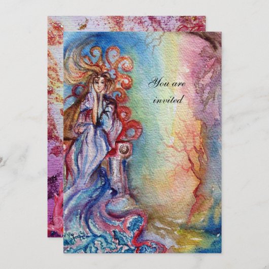 LADY OF LAKE 1, levendig helderblauw roze Kaart (Voorkant / Achterkant)