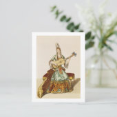 Lady of Quality Playing the Guitar, fashion plate Briefkaart (Staand voorkant)