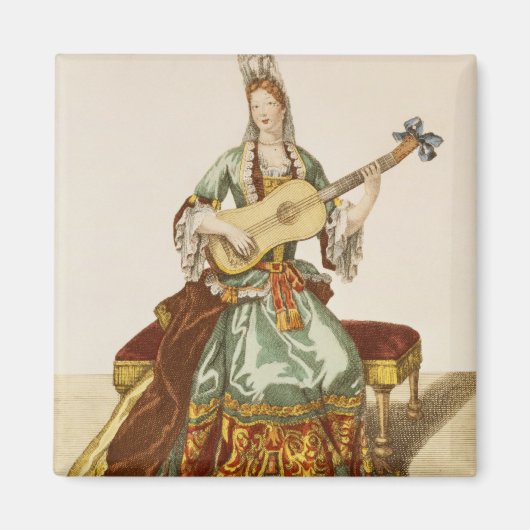 Lady of Quality Playing the Guitar, fashion plate Magneet (Voorkant)